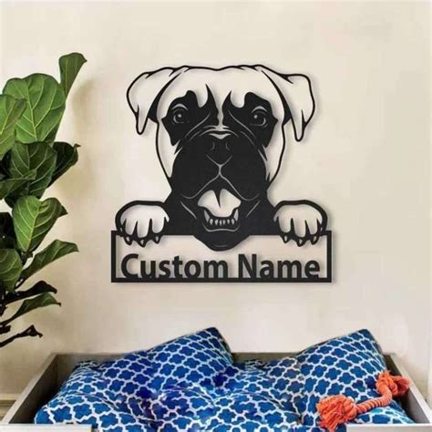 Boxer Dog Metal Wall Art, Custom Boxer Name Sign Decor